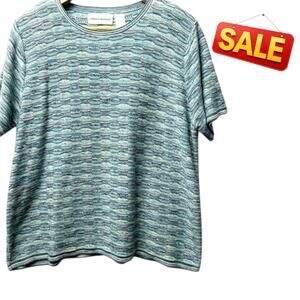 26. ALFRED DUNNER |  Textured Knit Short Sleeve Top - Size XL Y2K Vintage